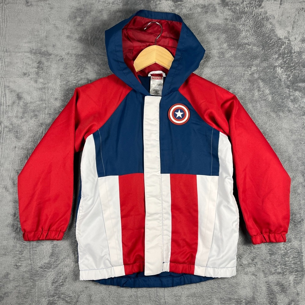 Marvel Jacket Youth 5/6 Multicolor Captain America Shield Backpack Full Zip